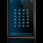 A computer tablet displaying a grid of application icons.