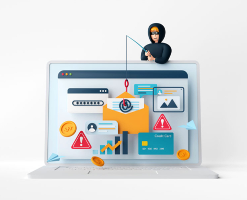 An illustration of the concept of a phishing cybersecurity attack.