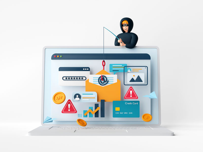 An illustration of the concept of a phishing cybersecurity attack.
