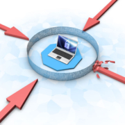 An image illustrating the concept of firewall security for a computer network.