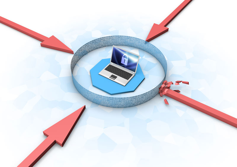 firewall An image illustrating the concept of firewall security for a computer network.
